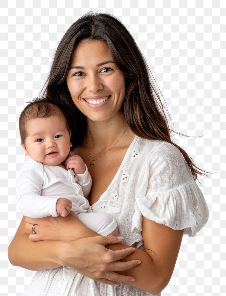 PNG Women holding newborn baby happy smile portrait.