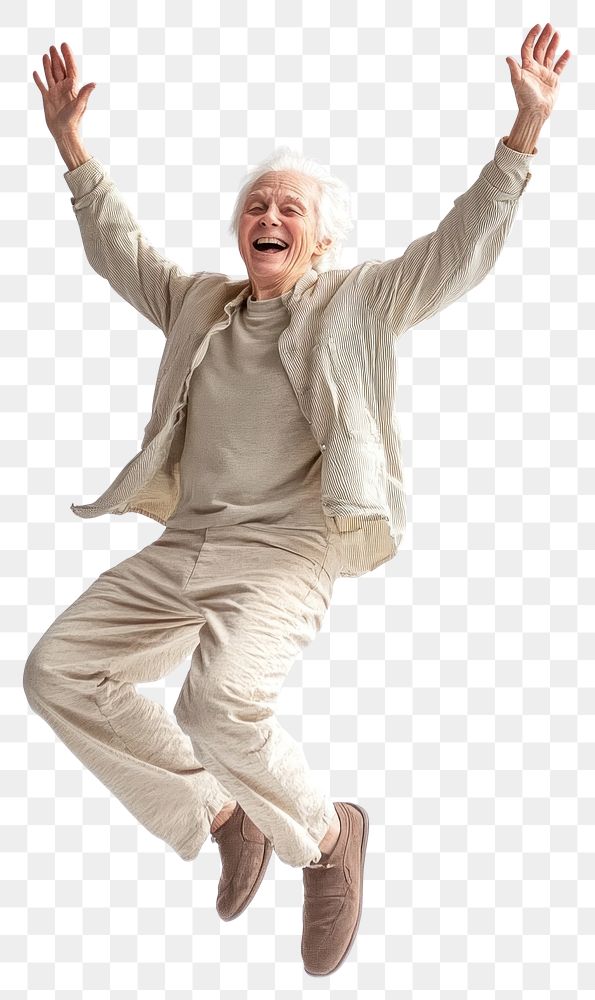 PNG Senior Citizen Jumping in Joy clothing jumping elderly.