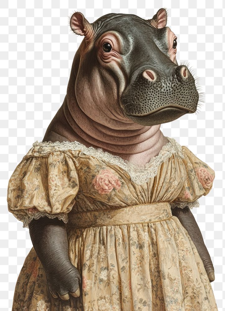 PNG Animal hippo human dress.