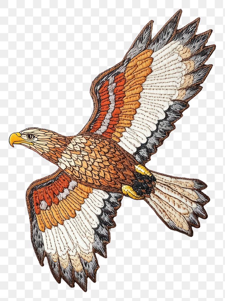 PNG A eagle in embroidery style bird embroidered decorative.