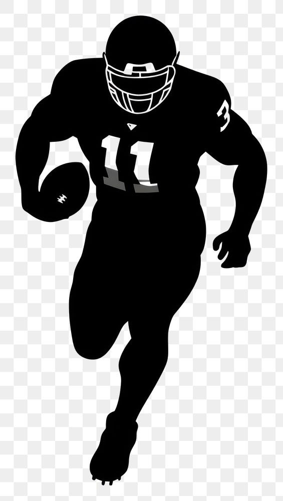 PNG Silhouette of football player sports black white.