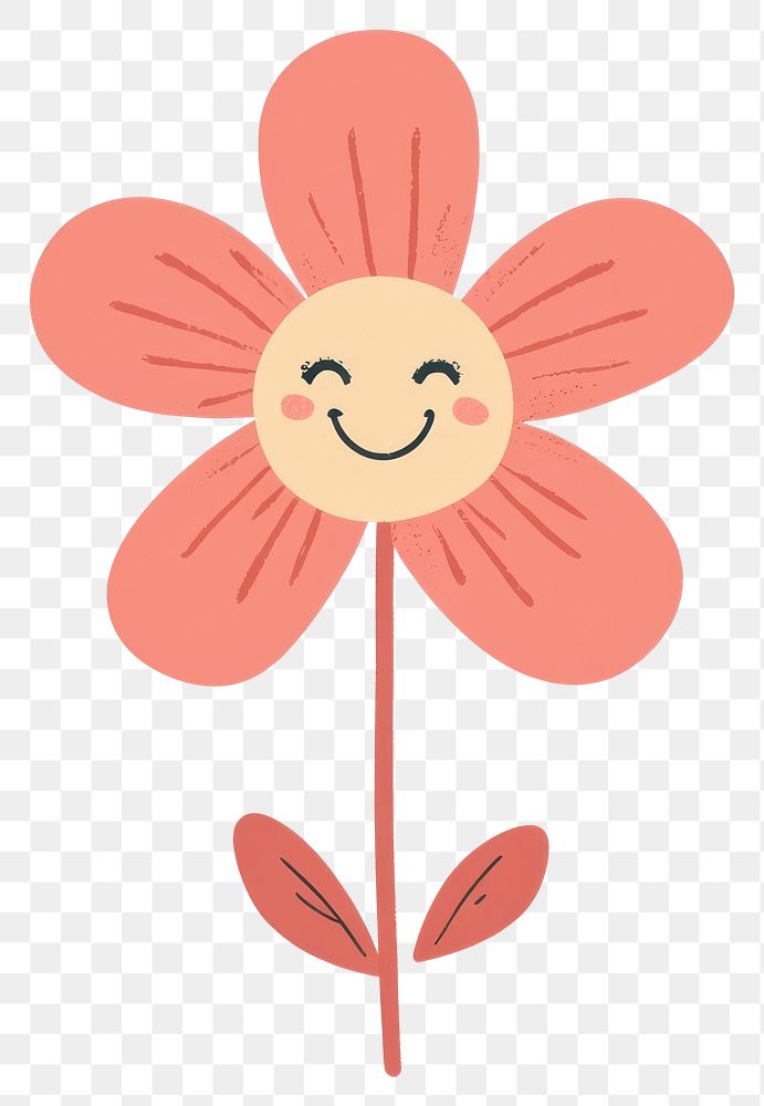 PNG Cute smiling pink flower illustration asteraceae outdoors.