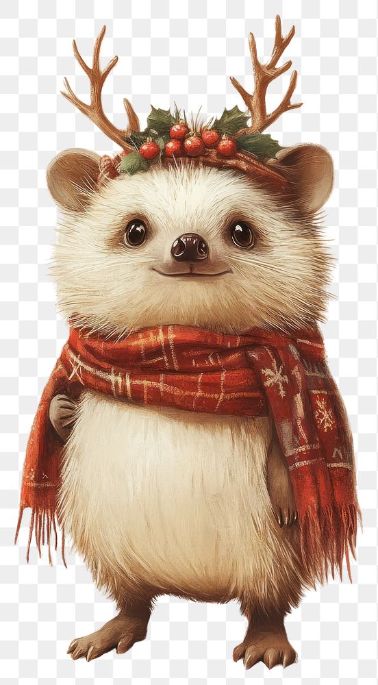 PNG Christmas hedgehog animal headband winter.