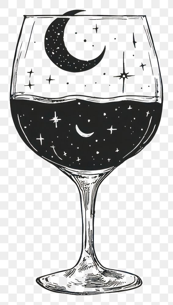 PNG Celestial wine illustration glass white.