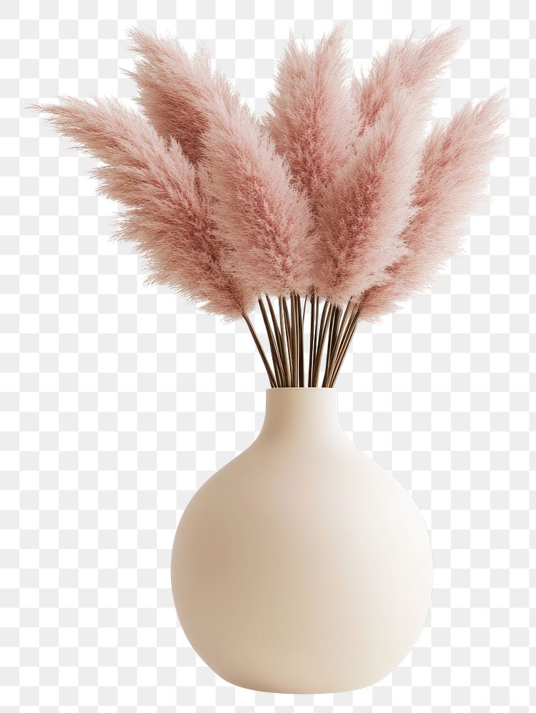 PNG Pink pampas grass in a vase minimalist decoration aesthetic.