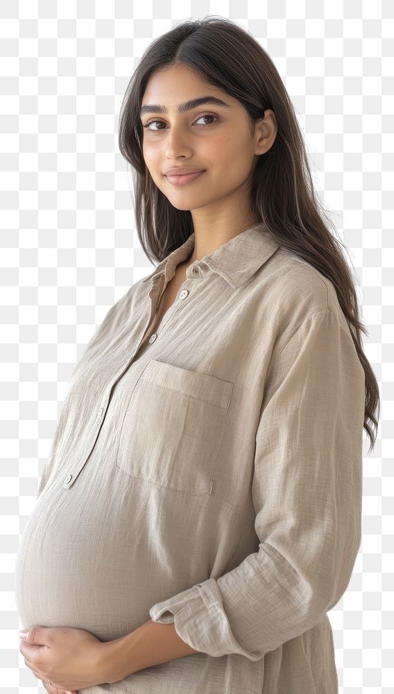 PNG British half indian pregnant woman portrait female smile.