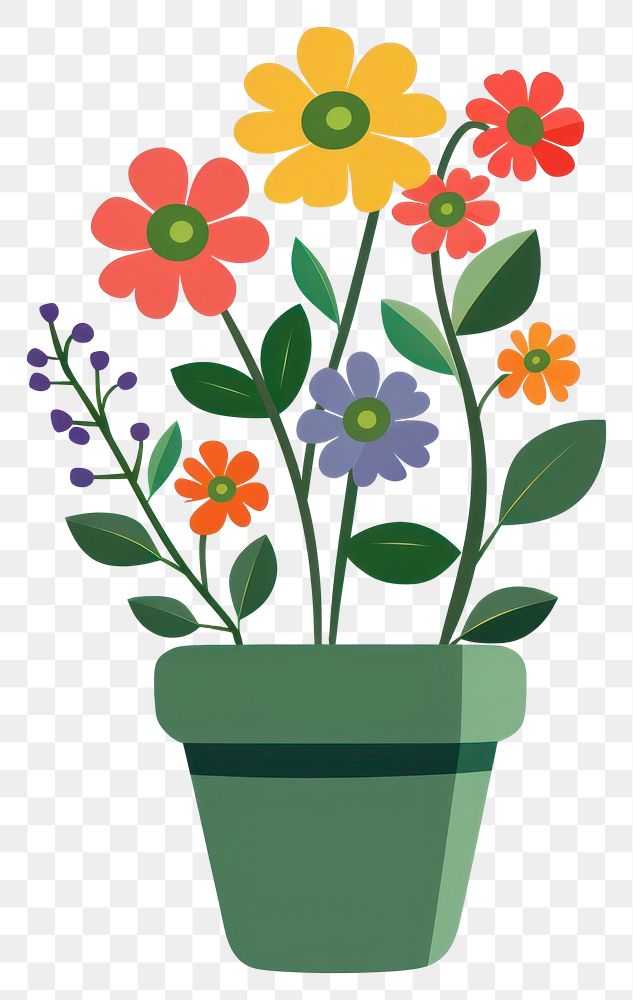 PNG Wildflower flowers art pot.