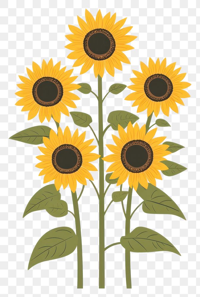 PNG Bunch of sunflower flowers illustration art.