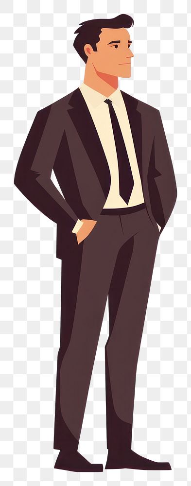 PNG Businessman illustration corporate standing.