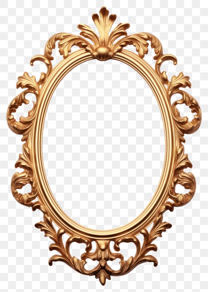 PNG Ornamental gold oval vintage photo frame.