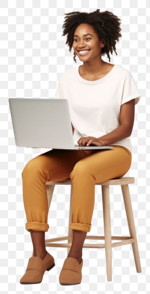 PNG Young african-person laptop computer sitting.