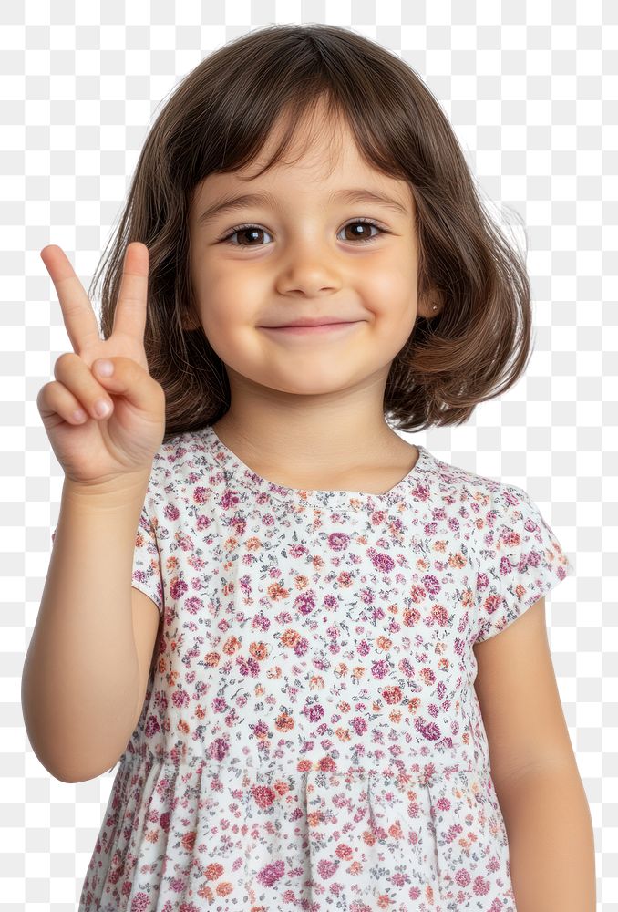 PNG Peace hand sign gesture girl portrait photo.