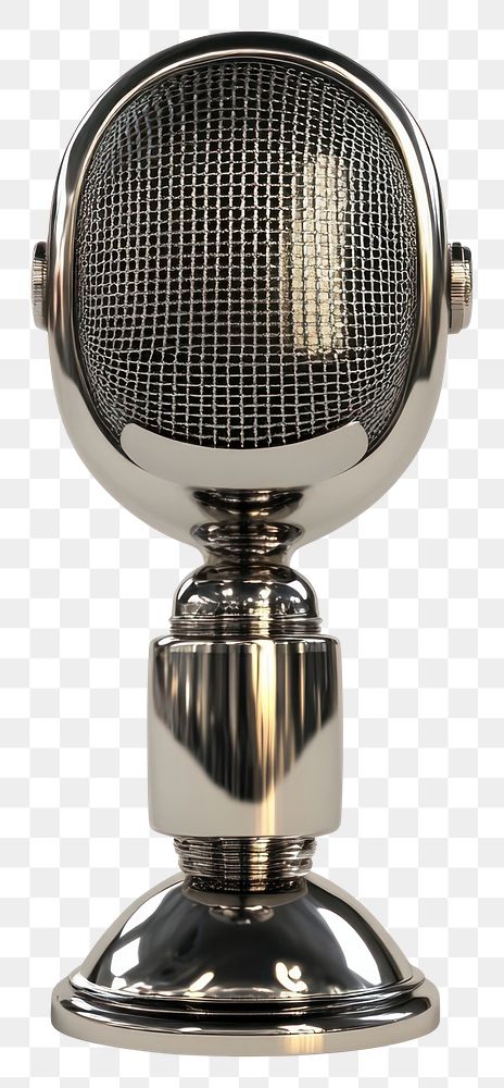 PNG Retro microphone icon metallic finish style.