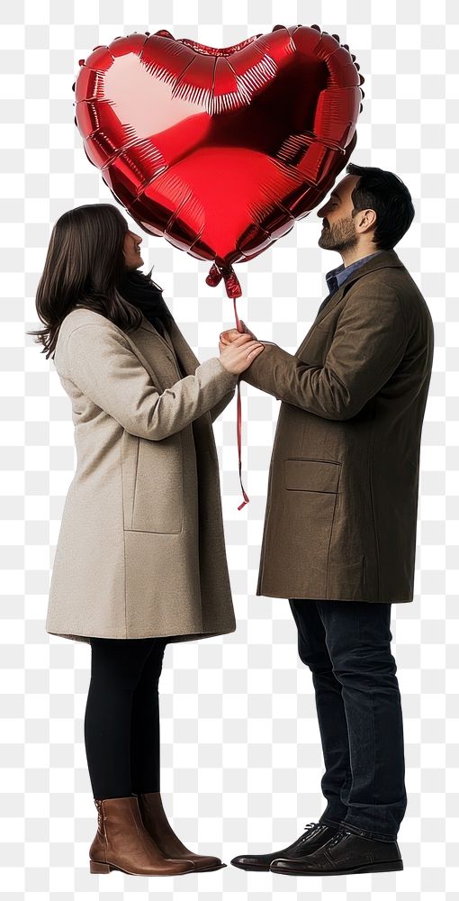 PNG Couple holding a heart-shaped balloon valentine's romantic symbol.