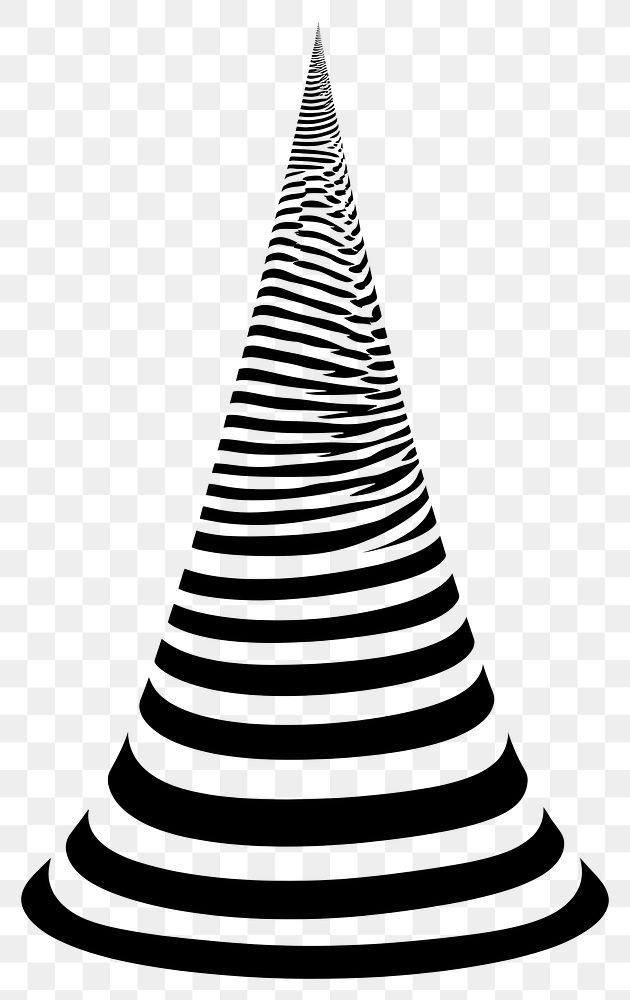 PNG Cone flat line illusion black white art.