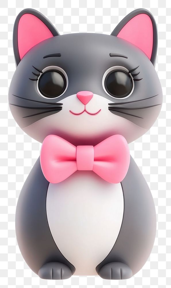 PNG 3d coquette cat illustration cute pink.