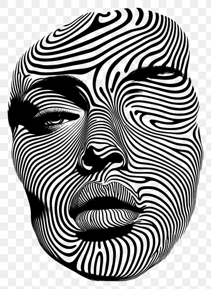 PNG Human face line illusion element art black white.