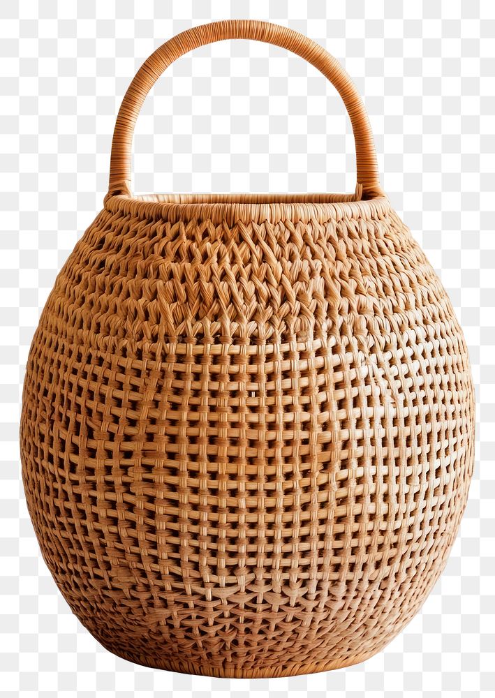 PNG A rattan basket with a handle solution woven accessories.