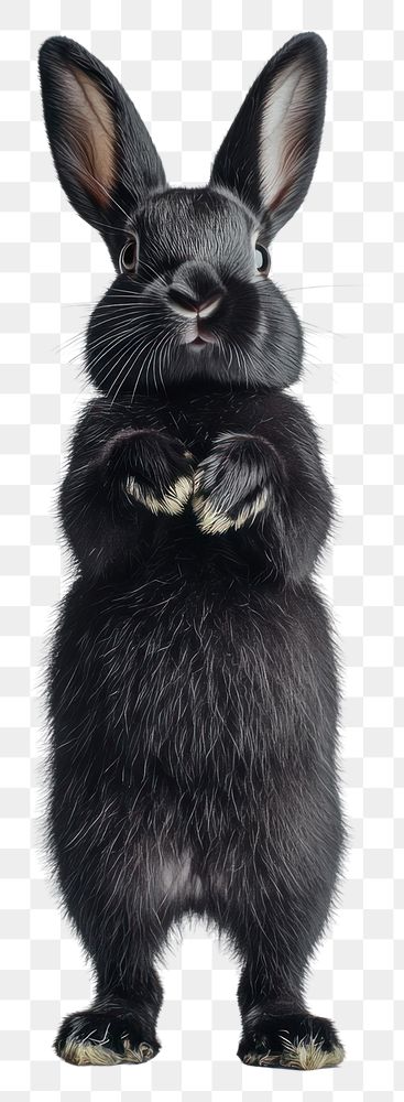 PNG Black rabbit standing up adorable animal cute.