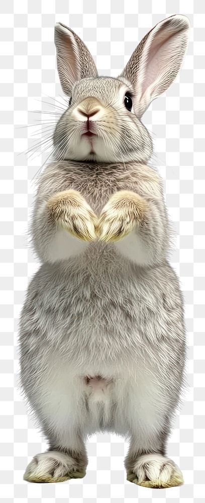 PNG Grey rabbit standing up adorable animal bunny.