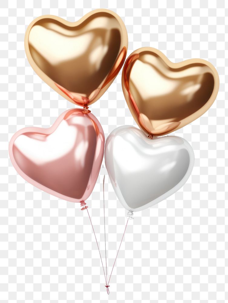 PNG Golden and rose gold star balloons heart heart-shaped accessories.