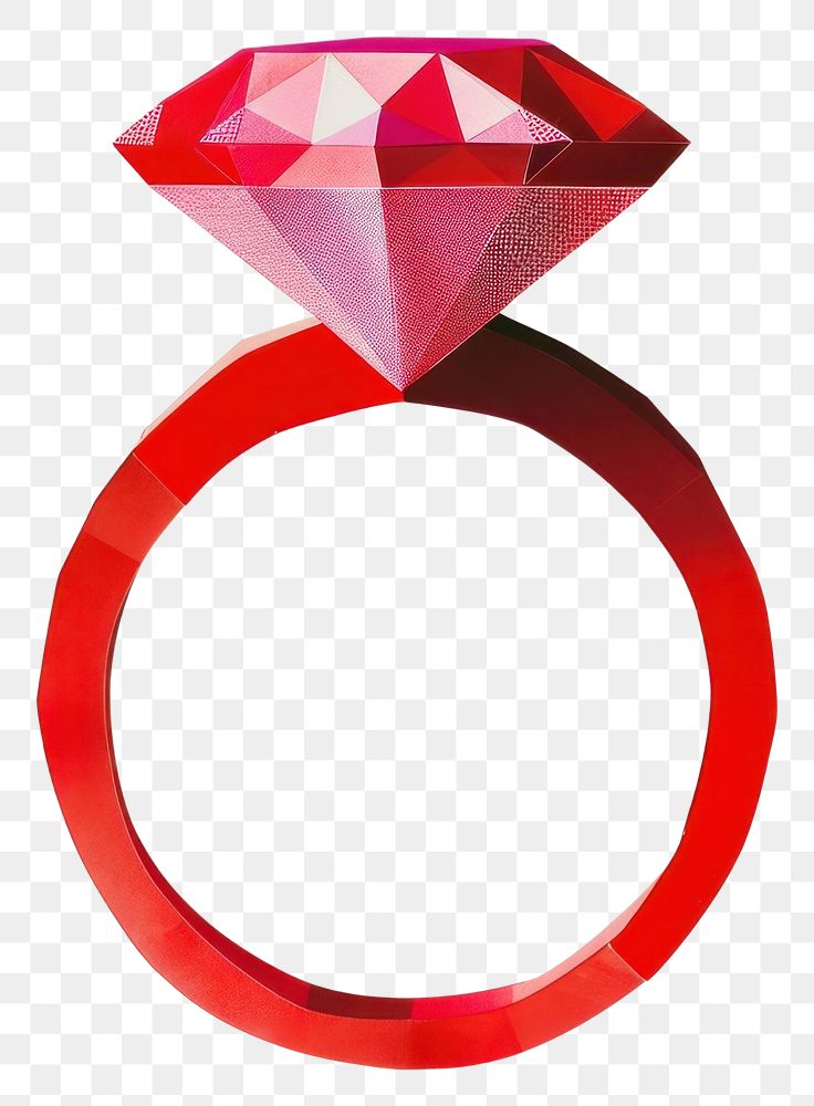 PNG Paper diamond ring retro paper collage jewelry design red.