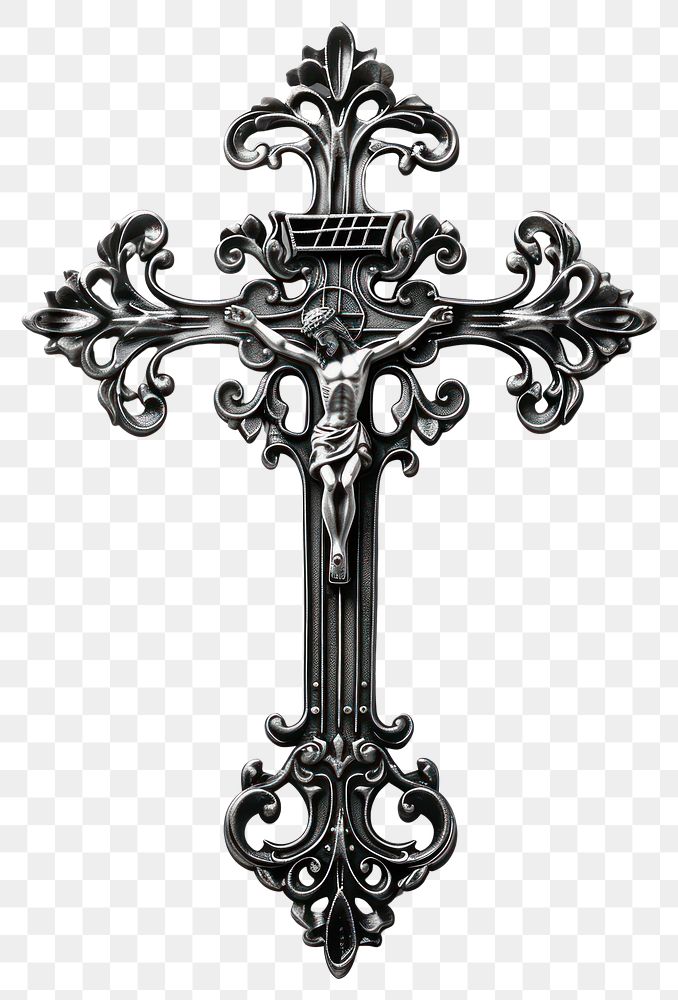 PNG Metal cross crucifix symbol decorative.