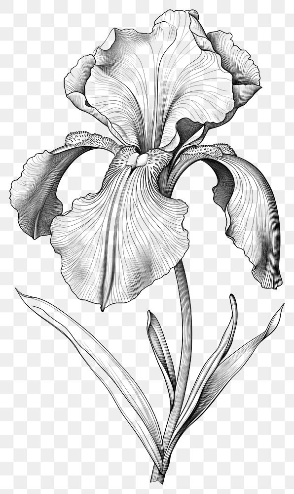 PNG Black and white Iris iris illustration drawing.