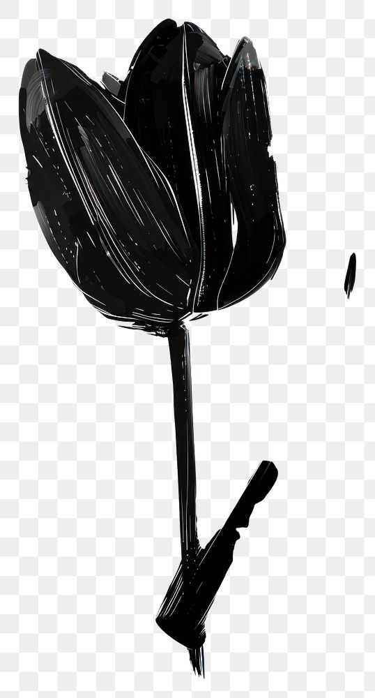 PNG Tulip shape flower black illustration.