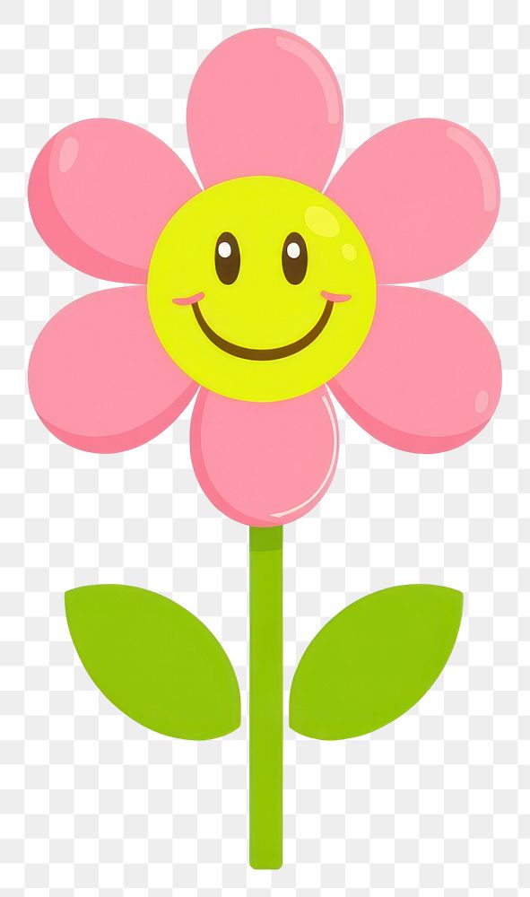 PNG Cute smile flower petals green pink.