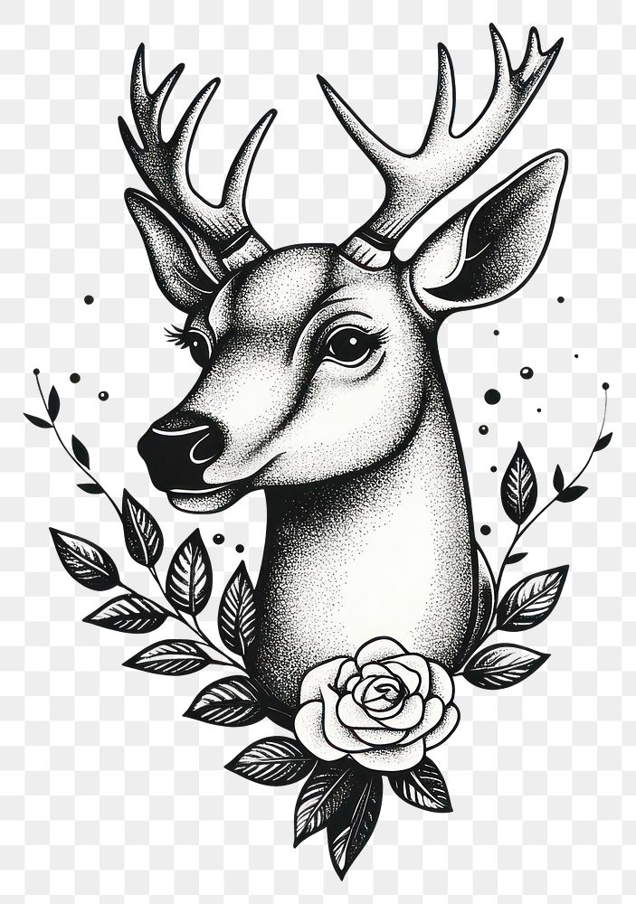 PNG Deer art illustration animal.