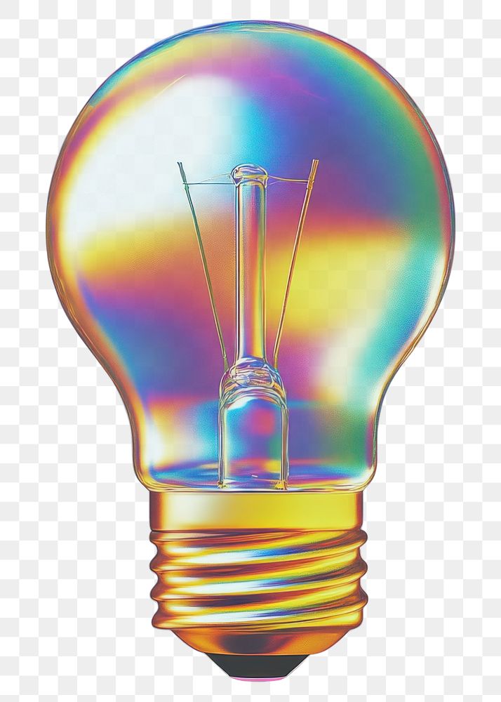 PNG A glass bulb sign icon illustration rainbow light.