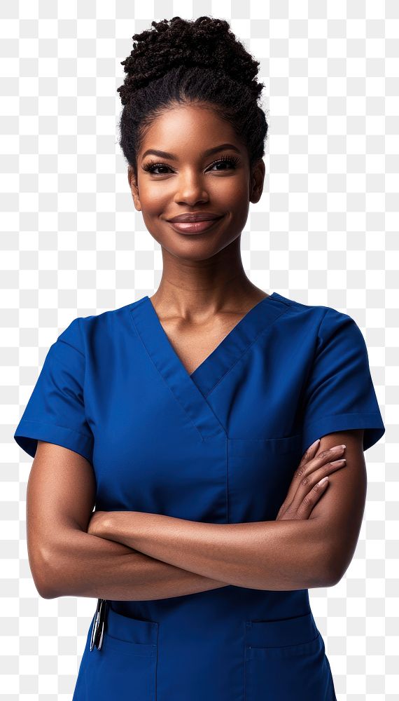 PNG Female nurse portrait smiling crossed.