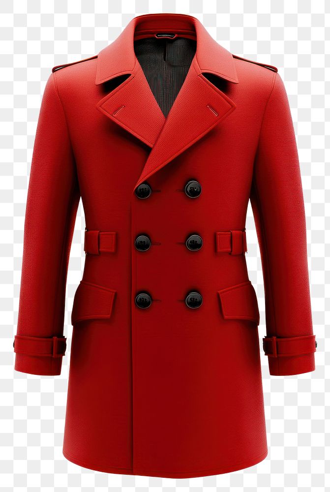 PNG Trench coat jacket red double-breasted.