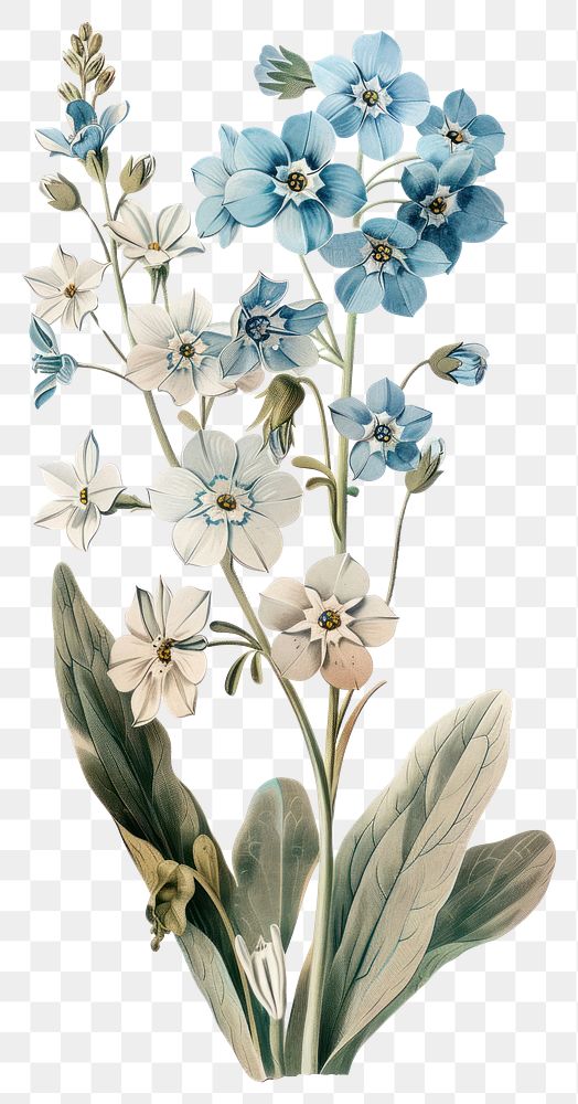 PNG Forget-Me-Nots flower flowers art illustration.