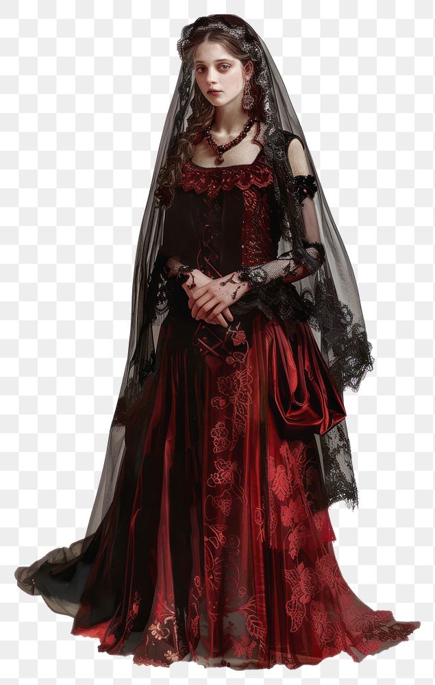 PNG Bride with gothic wedding historical victorian aesthetic.