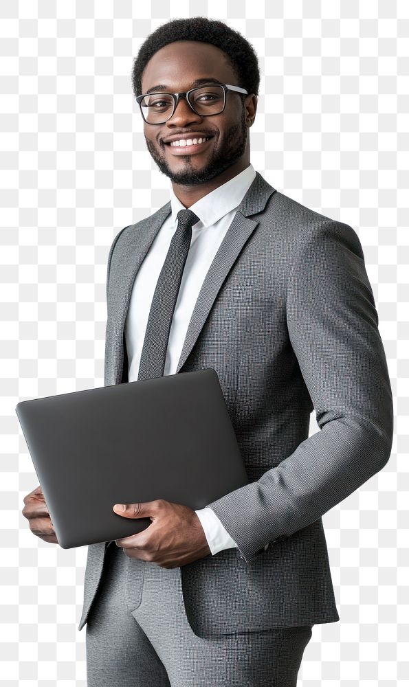 PNG An american man wearing a business outfit laptop smile suit.