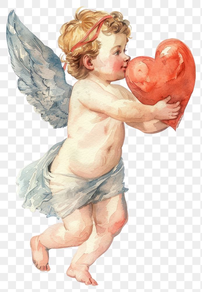 PNG Cupid watercolor heart valentine's archangel.