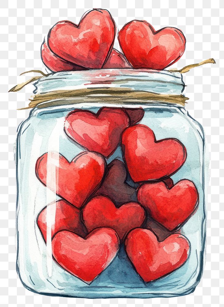 PNG Jar watercolor heart cute.