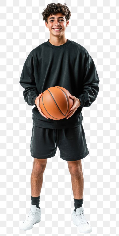 PNG Full-body of a young man student basketball smiling sports.