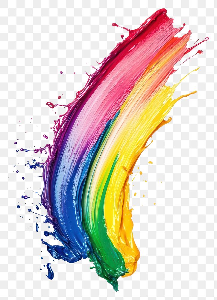 PNG Rainbow flat paint brush stroke splash art brushstroke.