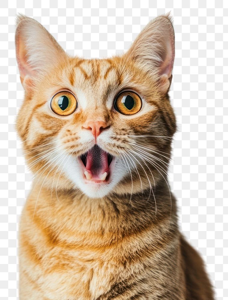 PNG Cat with surprised expression pet photography animal.