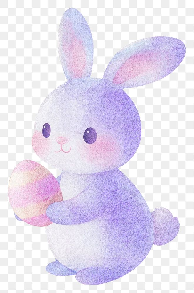 PNG Easter bunny with egg easter cute illustration.