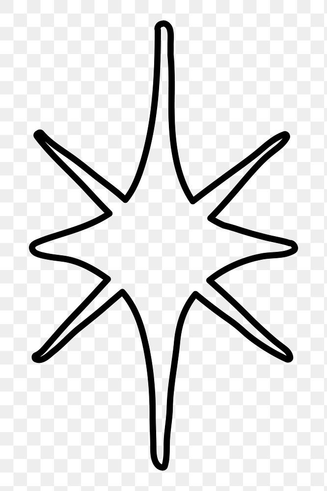 PNG Minimalist starburst line art, transparent background