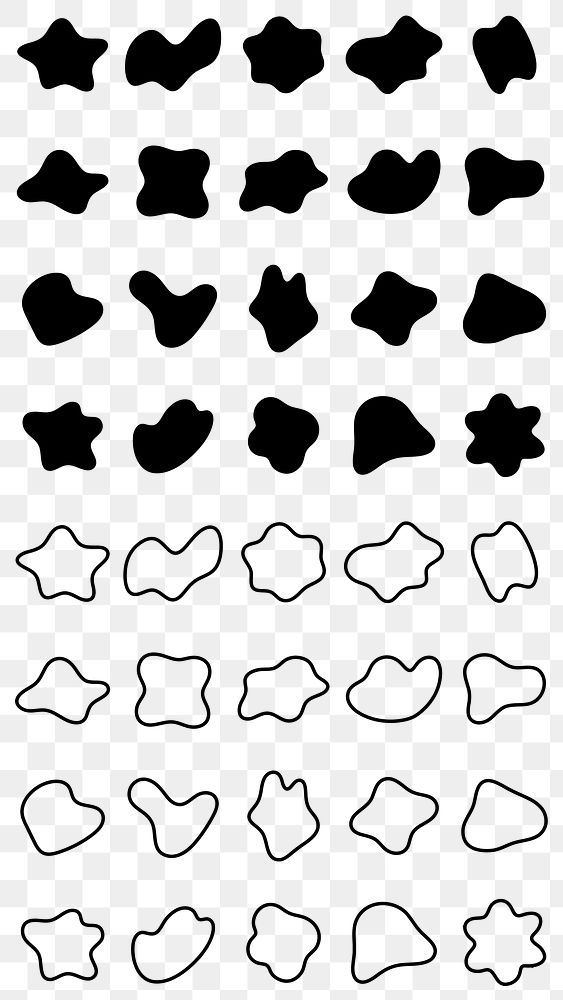 PNG Abstract blob shapes collection, transparent background