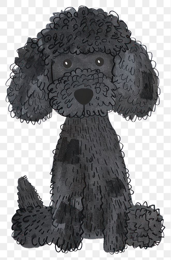 PNG Black Poodle dog poodle illustration cartoon.