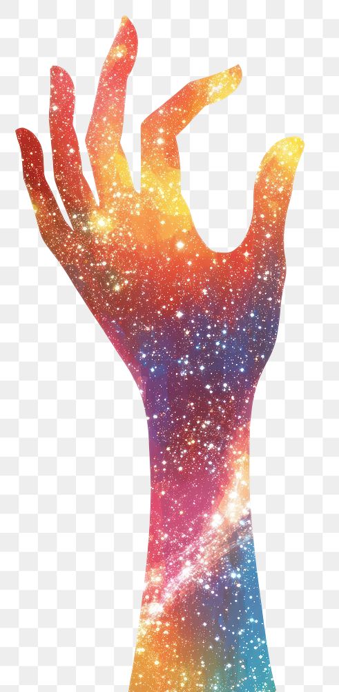 PNG Celestial woman hand illustration stars space.