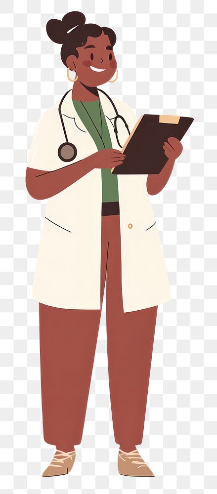 PNG Woman doctor holding clipboard illustration smiling professional.