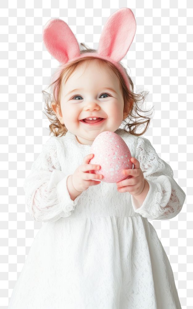 PNG Little baby girl egg smiling easter.