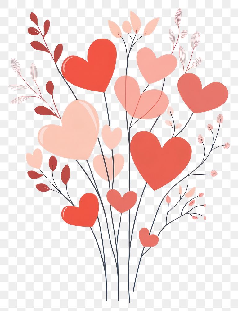 PNG Heart bouquet illustration graphics valentine's.